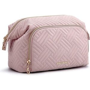 Bagsmart Pink Quilted Cosmetic Pouch NWT